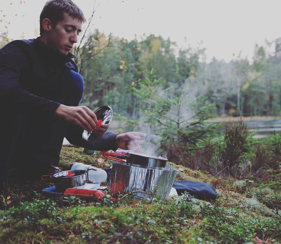 Cooking in the woods at my camp site